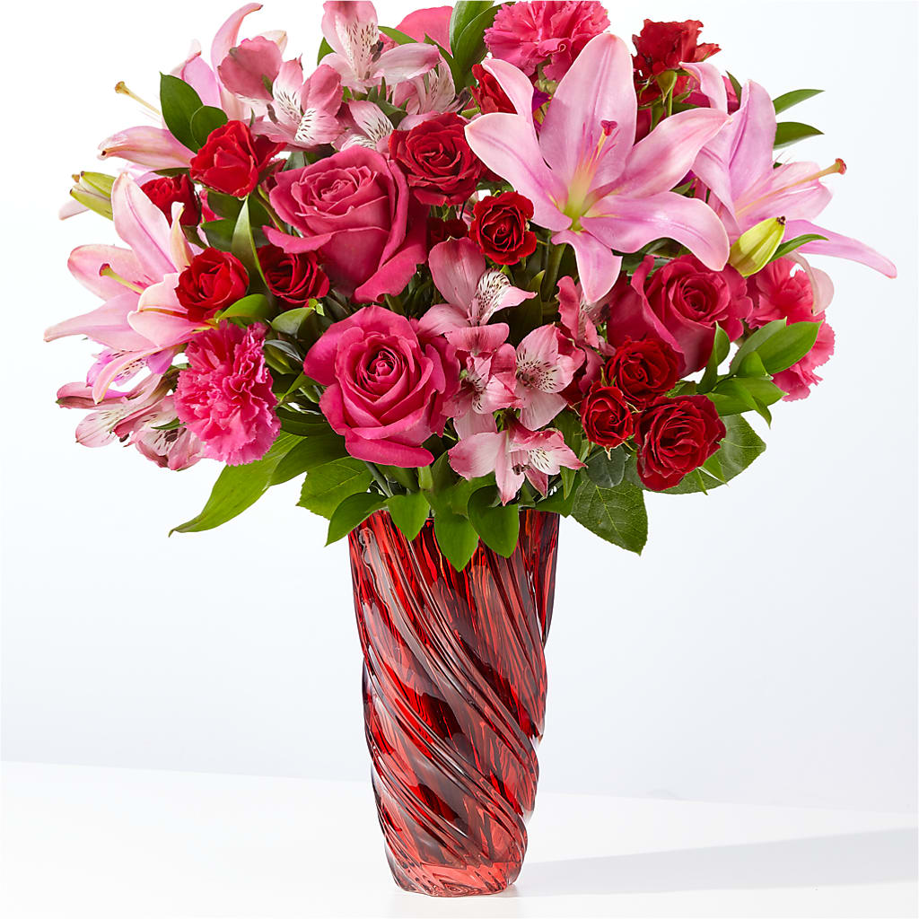 In Love Bouquet with Luxe Swirl Vase – GAETA'S FLOWERS, Los Gatos CA