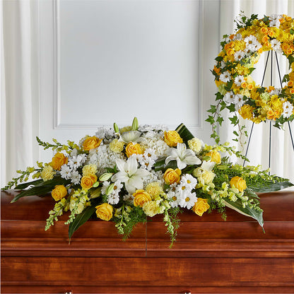 Golden Harmony Casket Spray – GAETA'S FLOWERS, Los Gatos CA