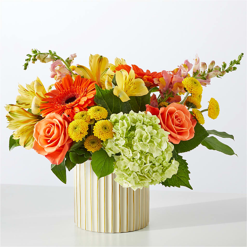 Autumn Sunshine Bouquet with Ivory Vase – GAETA'S FLOWERS, Los Gatos CA