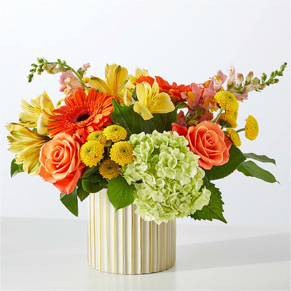 Autumn Sunshine Bouquet with Ivory Vase – GAETA'S FLOWERS, Los Gatos CA