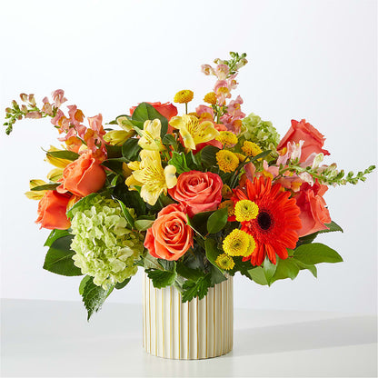 Autumn Sunshine Bouquet with Ivory Vase – GAETA'S FLOWERS, Los Gatos CA
