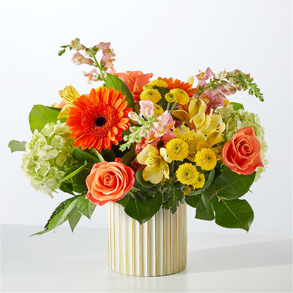Autumn Sunshine Bouquet with Ivory Vase – GAETA'S FLOWERS, Los Gatos CA