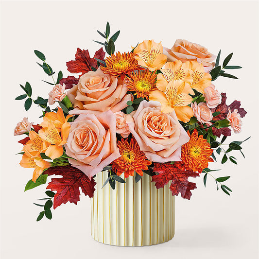 Spiced Latte Bouquet with Ivory Vase – GAETA'S FLOWERS, Los Gatos CA