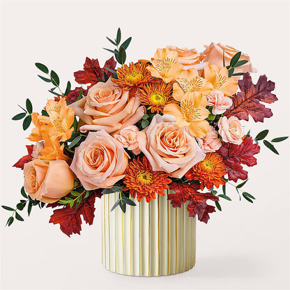 Spiced Latte Bouquet with Ivory Vase – GAETA'S FLOWERS, Los Gatos CA