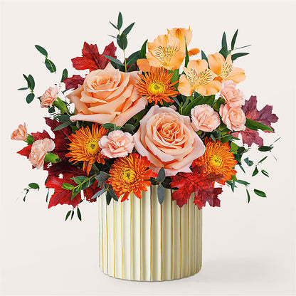 Spiced Latte Bouquet with Ivory Vase – GAETA'S FLOWERS, Los Gatos CA