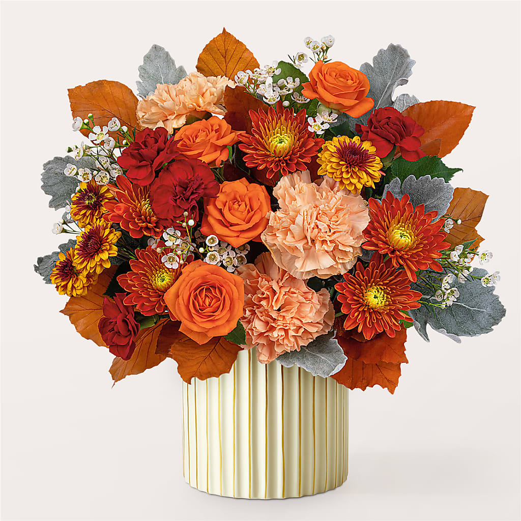 Merlot Bouquet with Ivory Vase – GAETA'S FLOWERS, Los Gatos CA