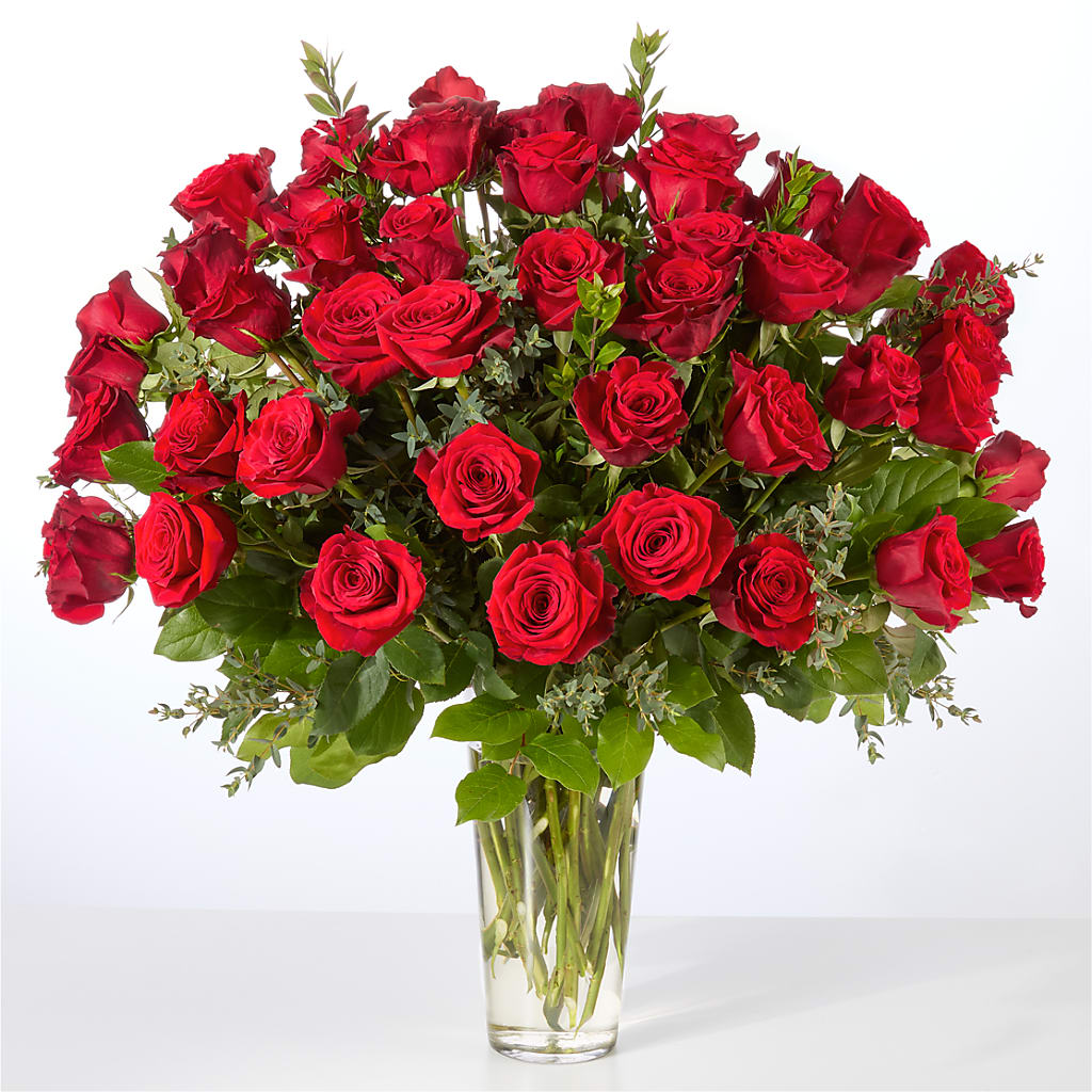 Forever Yours Fifty Stem Red Rose Bouquet – GAETA'S FLOWERS, Los Gatos CA